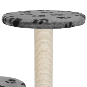 vidaXL Arbre à chat avec poteau à griffer en sisal 60 cm gris motif patte