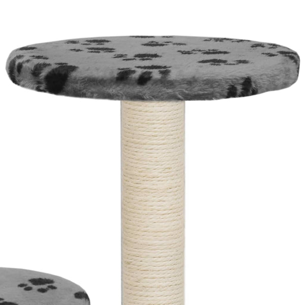 vidaXL Arbre à chat avec poteau à griffer en sisal 60 cm gris motif patte
