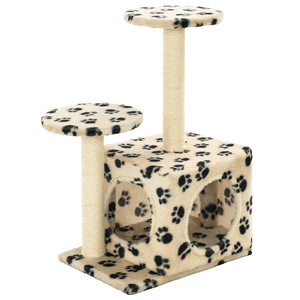 Katzen-Kratzbaum Sisal 60 cm Beige Pfoten-Aufdruck