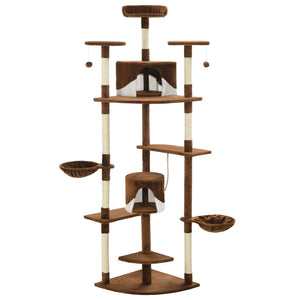 vidaXL Arbre à chat avec poteaux en sisal 203 cm Marron et blanc