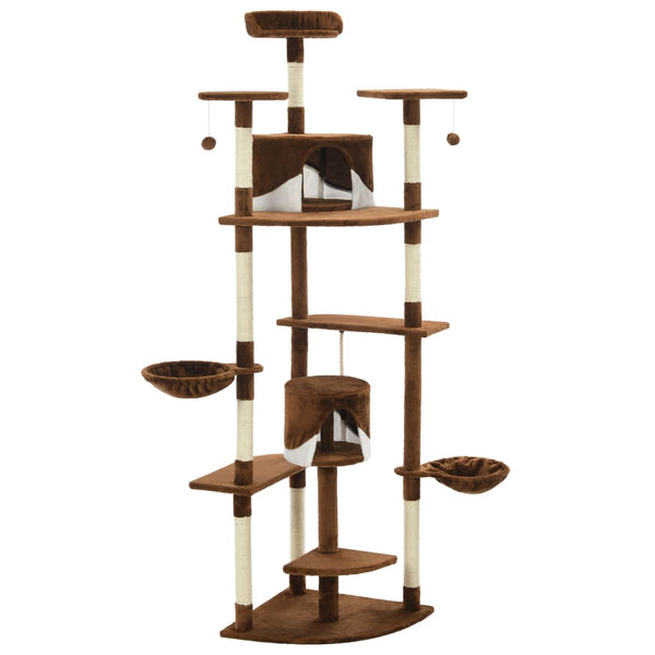 vidaXL Arbre à chat avec poteaux en sisal 203 cm Marron et blanc