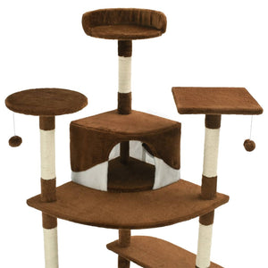 vidaXL Arbre à chat avec poteaux en sisal 203 cm Marron et blanc