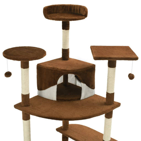 vidaXL Arbre à chat avec poteaux en sisal 203 cm Marron et blanc