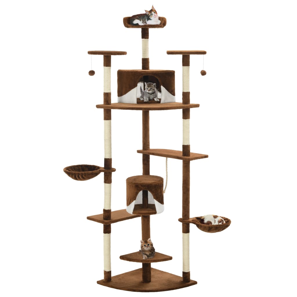 vidaXL Arbre à chat avec poteaux en sisal 203 cm Marron et blanc