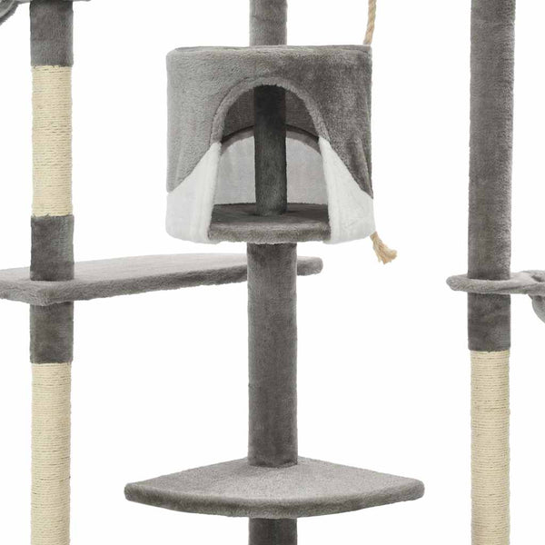Katzen-Kratzbaum mit Sisal-Kratzsäulen 203 cm Grau und Weiß