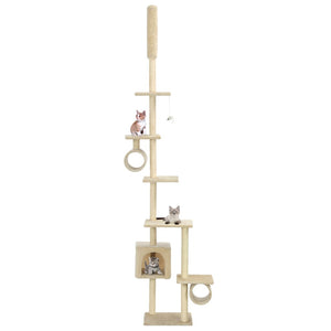 Katzen-Kratzbaum mit Sisal-Kratzsäulen 260 cm Beige