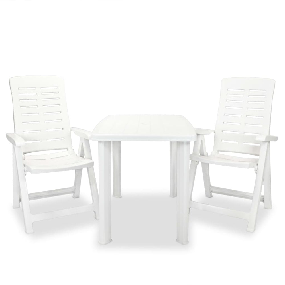 vidaXL Ensemble de bistro 3 pièces en plastique Blanc