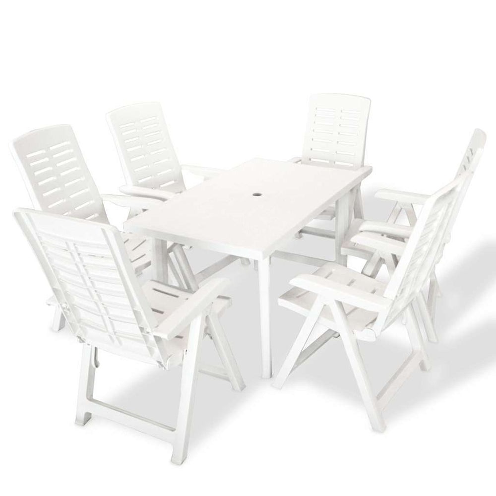 vidaXL Ensemble de salle à manger de jardin 7 pièces en plastique blanc