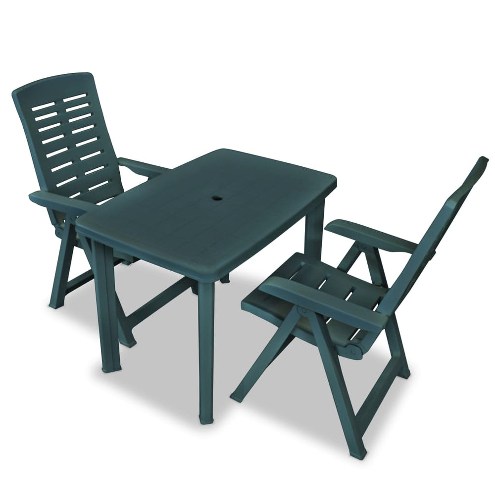 vidaXL Ensemble de bistrot 3 pièces en plastique vert