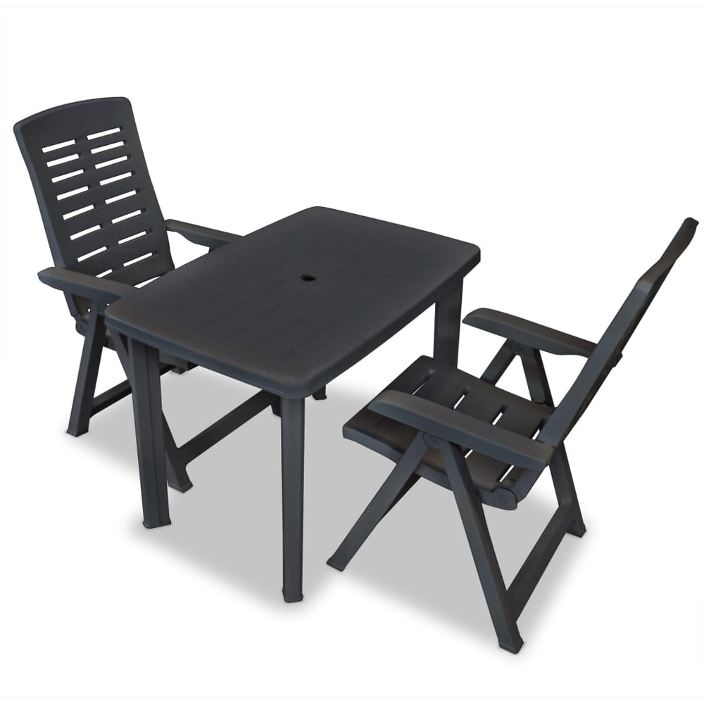 vidaXL Ensemble bistrot 3 pcs en plastique anthracite