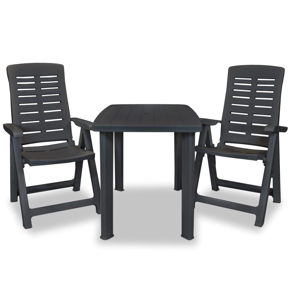 vidaXL Ensemble bistrot 3 pcs en plastique anthracite