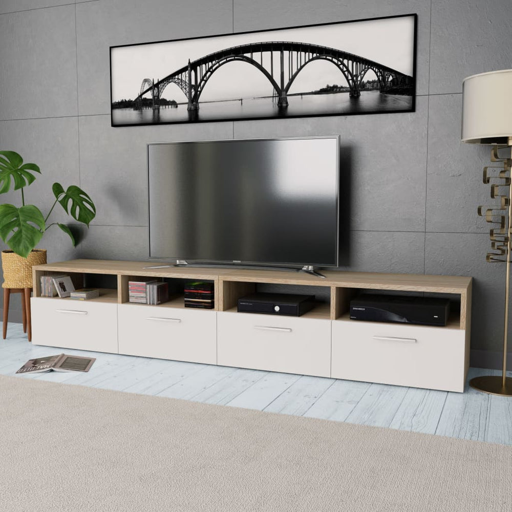 vidaXL 2 Meubles TV Aggloméré 95x35x36 cm Chêne et Blanc