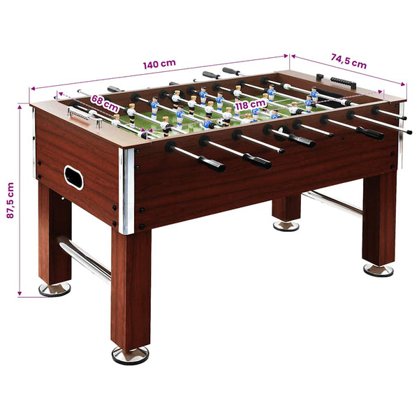 Stahl-Kickertisch - 140cm Braun