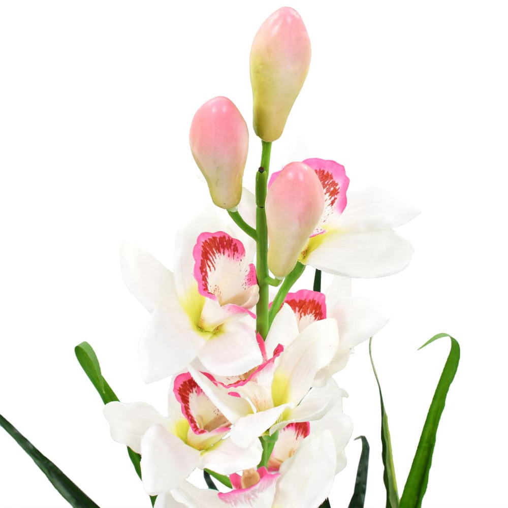vidaXL Plante artificielle d'orchidée cymbidium avec pot 100 cm Vert