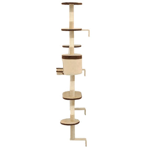 Wandkratzbaum mit Sisal-Kratzsäulen 194 cm Beige/Braun