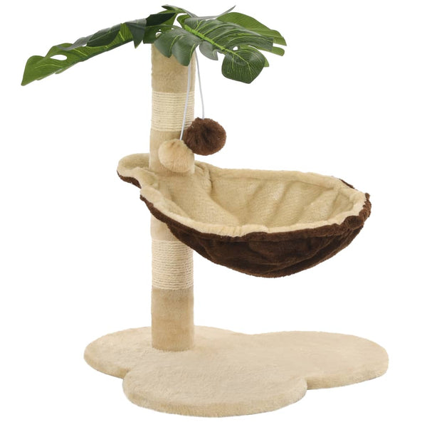 vidaXL Arbre à chat avec poteau à griffer en sisal 50 cm Beige et marron