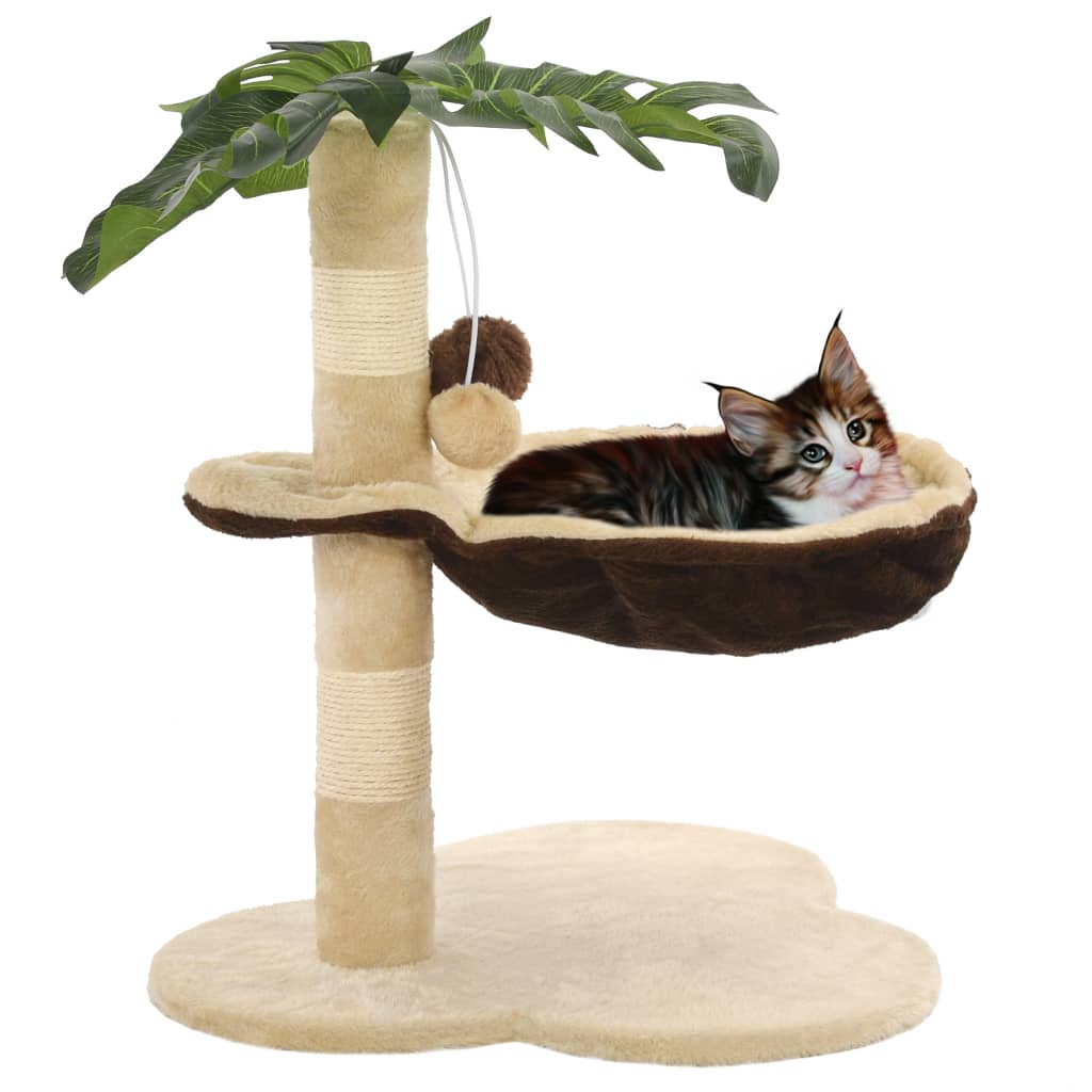 vidaXL Arbre à chat avec poteau à griffer en sisal 50 cm Beige et marron