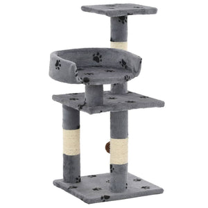vidaXL Arbre à chat avec poteaux en sisal 65 cm Imprimé patte Gris