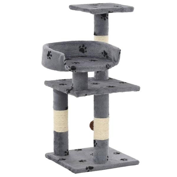 vidaXL Arbre à chat avec poteaux en sisal 65 cm Imprimé patte Gris