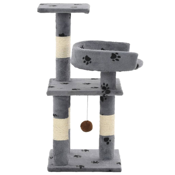 vidaXL Arbre à chat avec poteaux en sisal 65 cm Imprimé patte Gris