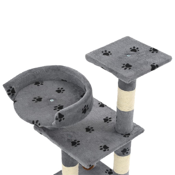 vidaXL Arbre à chat avec poteaux en sisal 65 cm Imprimé patte Gris