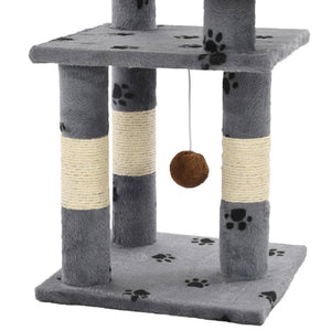 vidaXL Arbre à chat avec poteaux en sisal 65 cm Imprimé patte Gris
