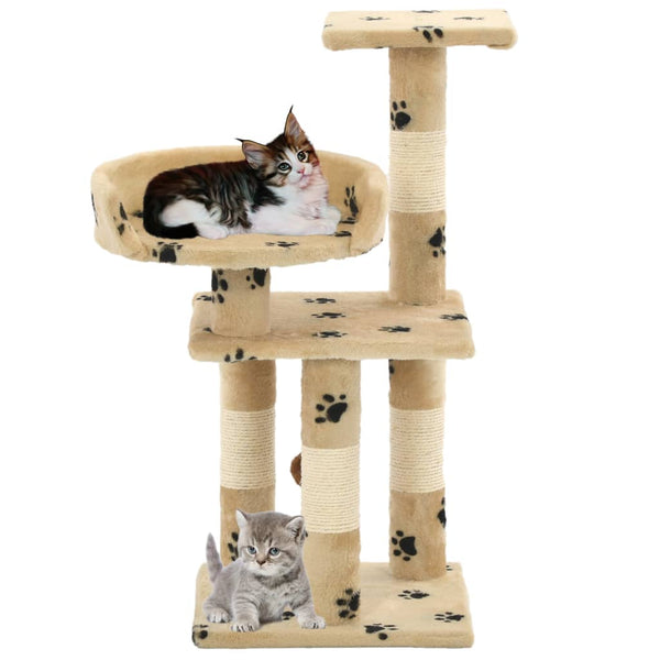vidaXL Arbre à chat avec poteaux en sisal 65 cm Imprimé patte Beige