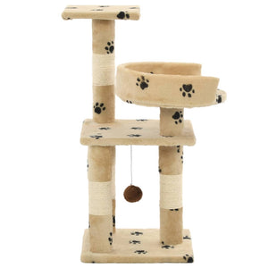 vidaXL Arbre à chat avec poteaux en sisal 65 cm Imprimé patte Beige