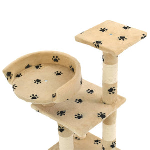 vidaXL Arbre à chat avec poteaux en sisal 65 cm Imprimé patte Beige