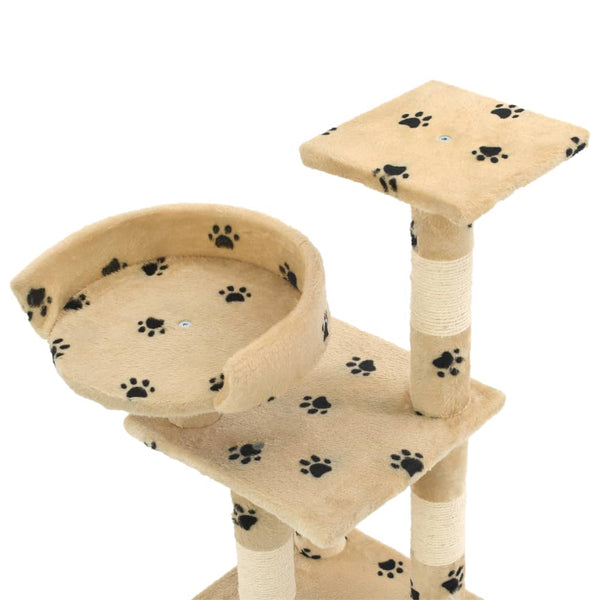 vidaXL Arbre à chat avec poteaux en sisal 65 cm Imprimé patte Beige