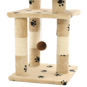 vidaXL Arbre à chat avec poteaux en sisal 65 cm Imprimé patte Beige