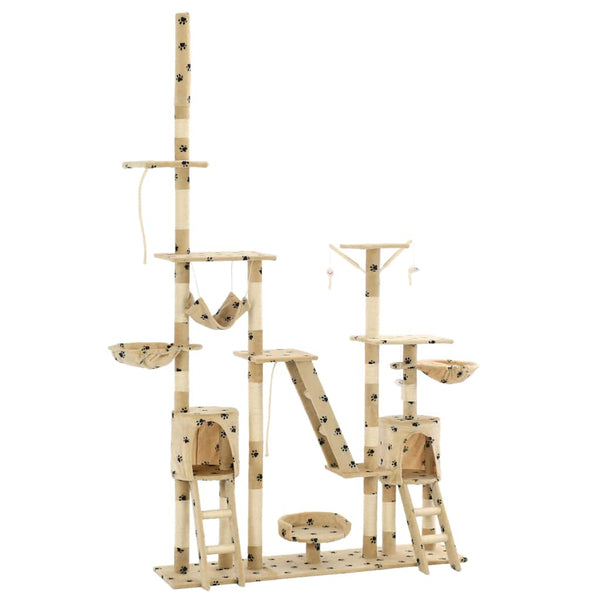 vidaXL Arbre à chat sisal 230 - 250 cm Motif patte beige