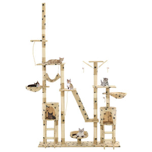 vidaXL Arbre à chat sisal 230 - 250 cm Motif patte beige