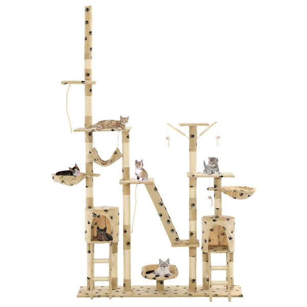 vidaXL Arbre à chat sisal 230 - 250 cm Motif patte beige