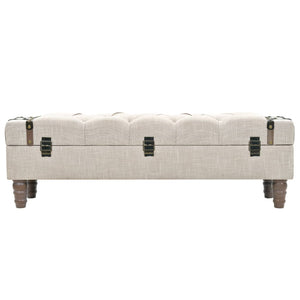 Aufbewahrungsbank Massivholz und Stahl 111 x 34 x 37 cm