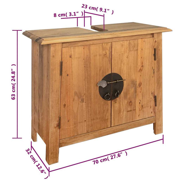 Badezimmer-Unterschrank Massivholz Kiefer 70x32x63 cm