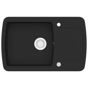 vidaXL Granite Sink Single Bowl Black