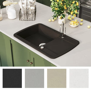 vidaXL Granite Sink Single Bowl Black