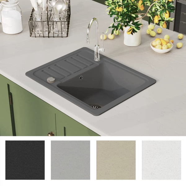 Granitspüle Einzelbecken Grau