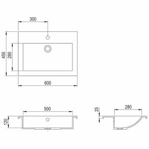 Granitbecken 600×450×120 mm Schwarz