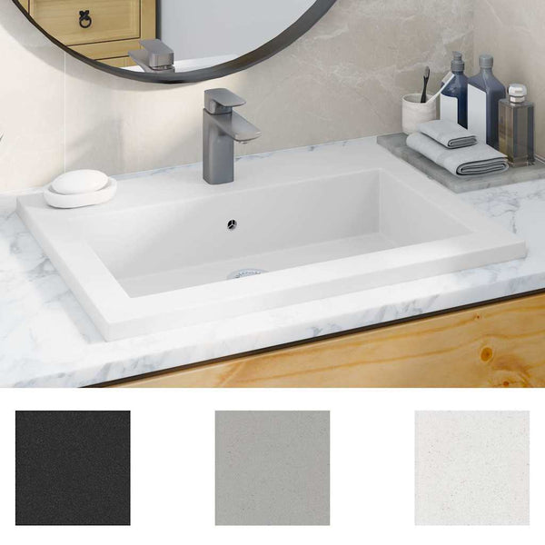 vidaXL Lavabo en granit 600×450×120 mm blanc