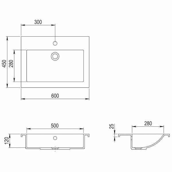 vidaXL Lavabo en granit 600×450×120 mm blanc