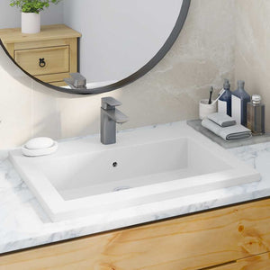 vidaXL Lavabo en granit 600×450×120 mm blanc