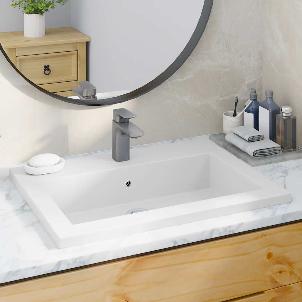 vidaXL Lavabo en granit 600×450×120 mm blanc