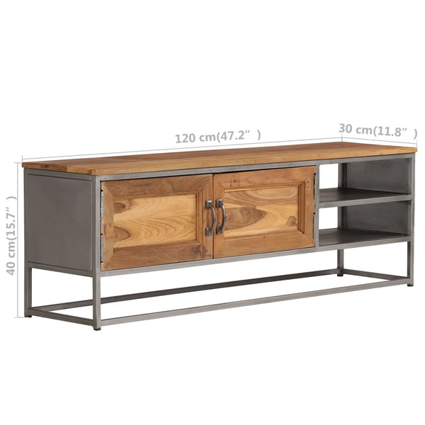 vidaXL Meuble TV en teck recyclé et acier 120x30x40 cm