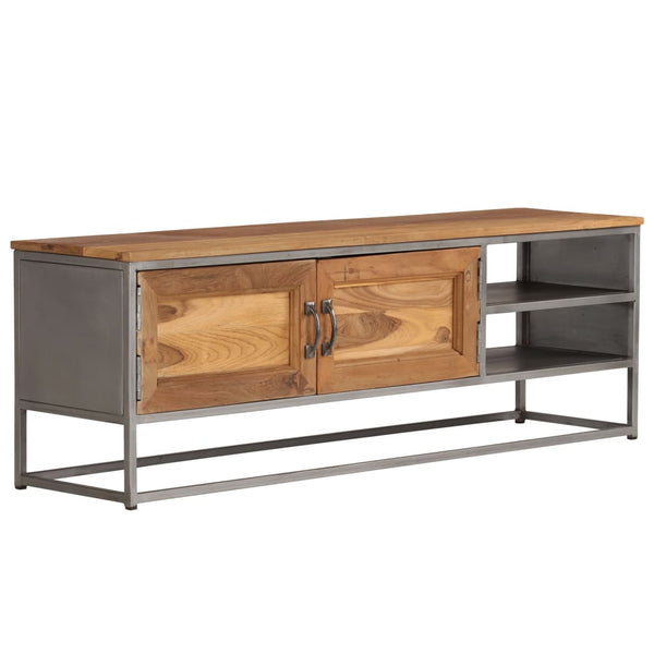 vidaXL Meuble TV en teck recyclé et acier 120x30x40 cm