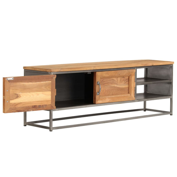 vidaXL Meuble TV en teck recyclé et acier 120x30x40 cm