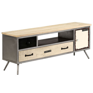 TV-Schrank Massivholz Mango und Stahl 120x30x45 cm