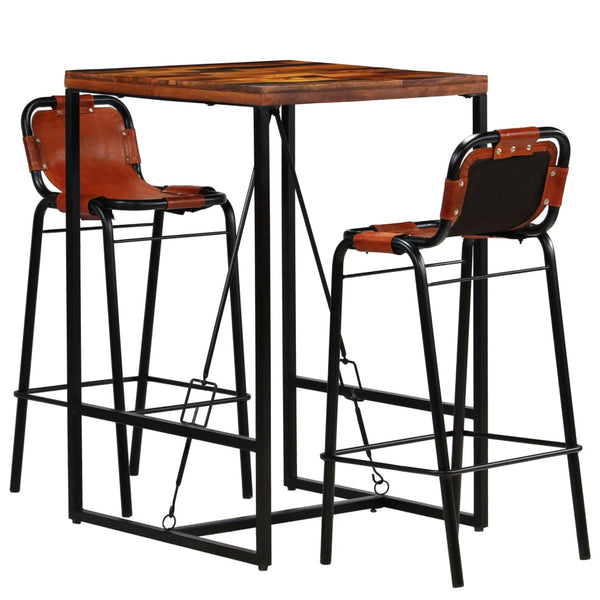 Bar-Set 3-tlg. Altholz Massiv und Echtes Ziegenleder
