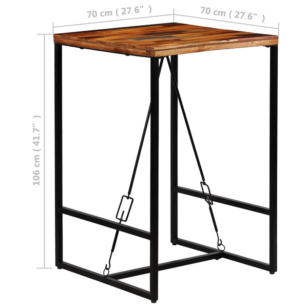 vidaXL Table de bar en bois de récupération massif 70x70x106 cm